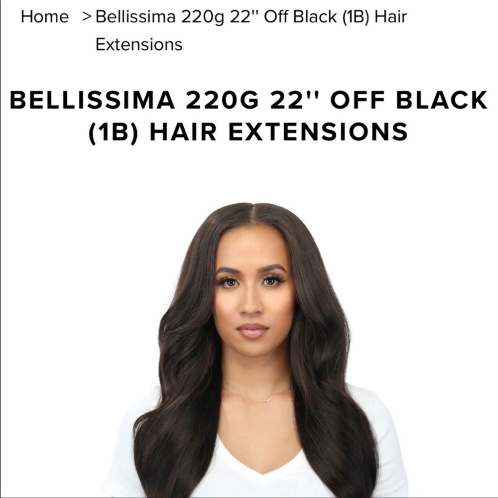 Bellami bellissima 22” 1B clip in hair extensions
